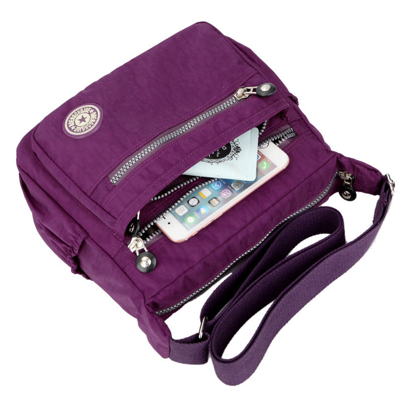 Nylon Travel Shoulder Bag with Zipper Pocket Crossbody Handbag for Women