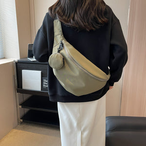 Nylon Waist Bag Crossbody Street Style with Sandwich Pocket and Custom Labels - crossbody nylon waist bag street