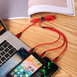 Nylon Woven Three-in-one Data Cable - Charge All the Things with Our Woven Cable Wizard