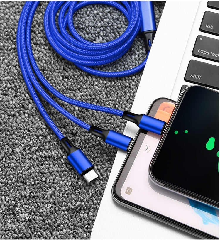 Nylon Woven Three-in-one Data Cable - Charge All the Things with Our Woven Cable Wizard