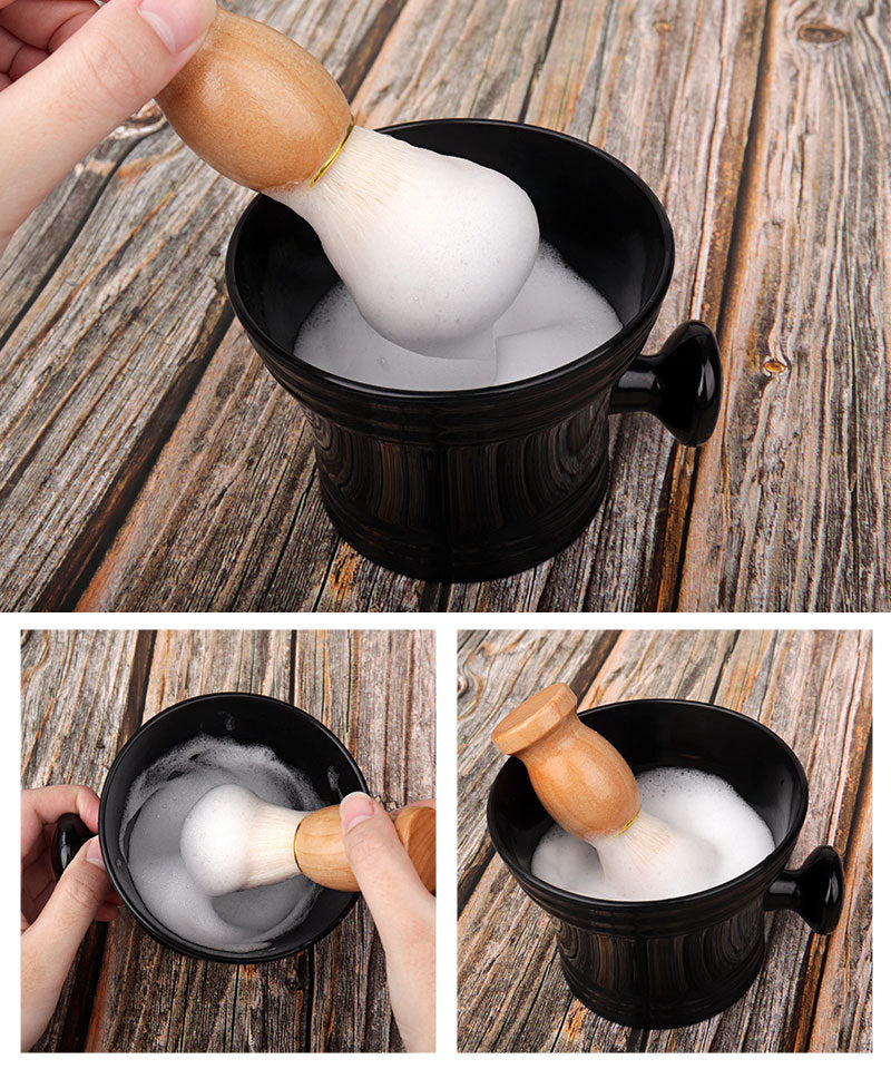 Beard Shaving Soap with Oat Sandalwood and Brush Set - for Men’s Grooming beard shaving soap oat sandalwood