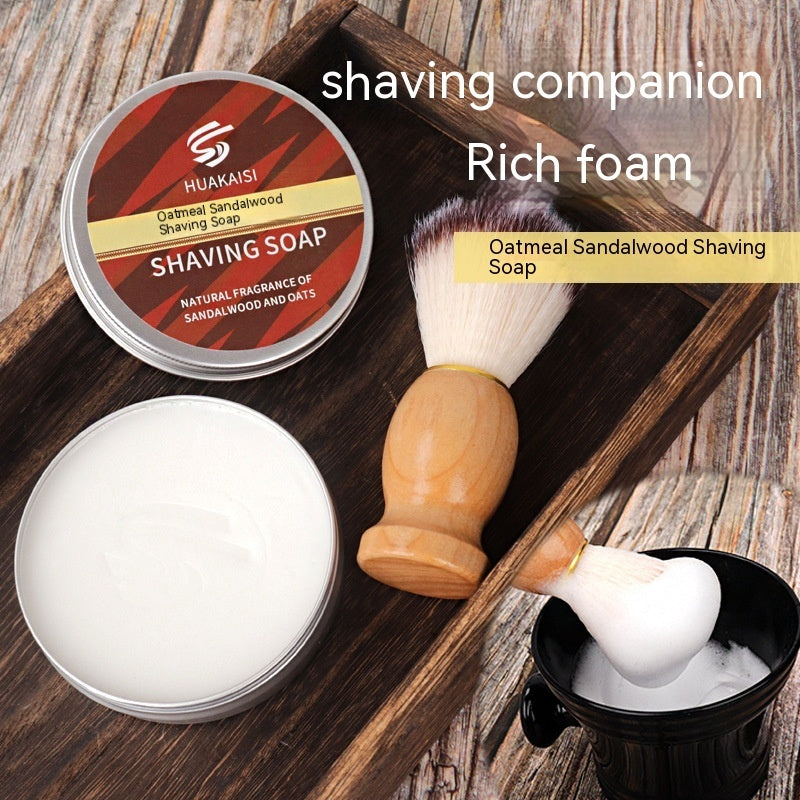 Beard Shaving Soap with Oat Sandalwood and Brush Set - for Men’s Grooming beard shaving soap oat sandalwood