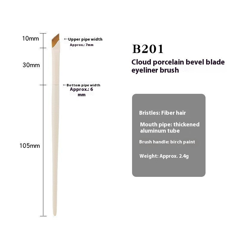 Oblique Flat Eyeliner Brush Vegan Fiber Makeup Tool with Bag - Teleplus brush bag oblique flat eyeliner