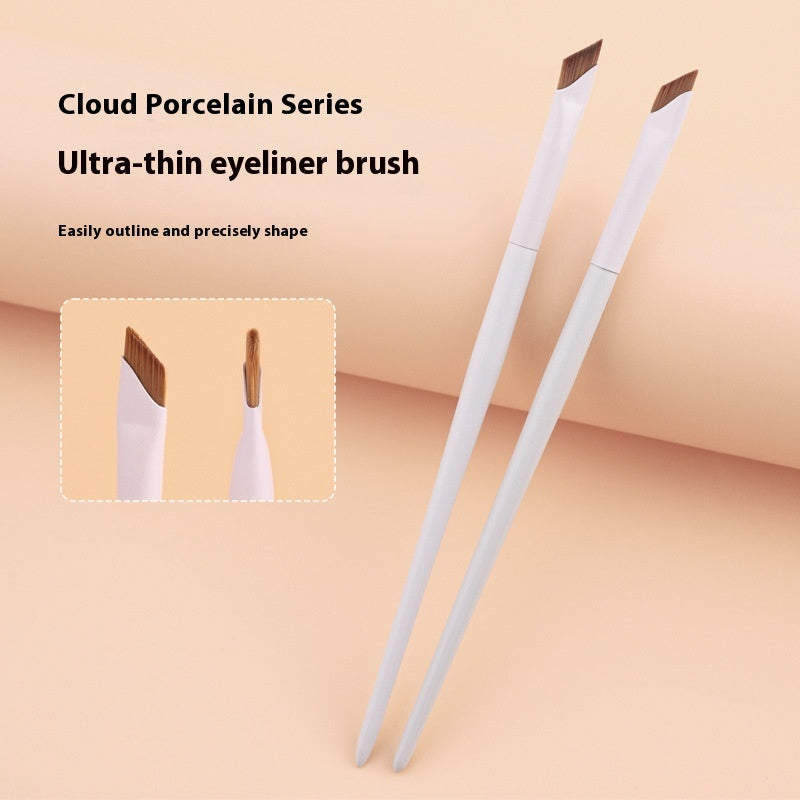 Oblique Flat Eyeliner Brush Vegan Fiber Makeup Tool with Bag - Teleplus brush bag oblique flat eyeliner