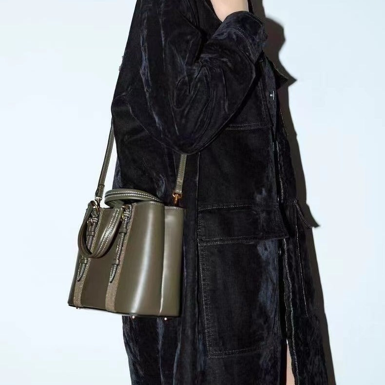 Olive Green PU Medium Suitcase Horizontal Shoulder Packing Bag - Teleplus olive green