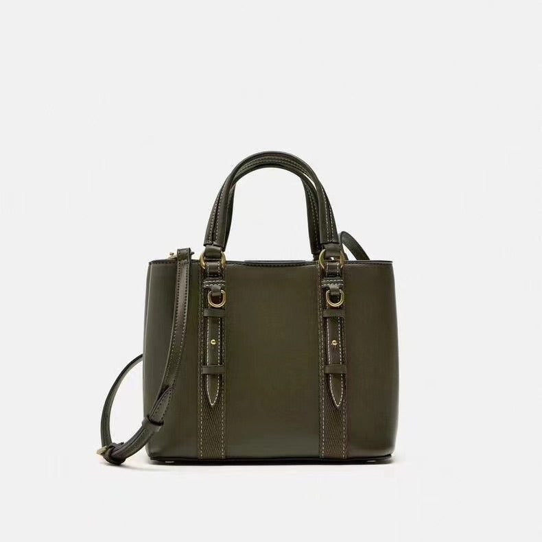 Olive Green PU Medium Suitcase Horizontal Shoulder Packing Bag - Teleplus olive green