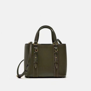 Olive Green PU Medium Suitcase Horizontal Shoulder Packing Bag - Teleplus olive green