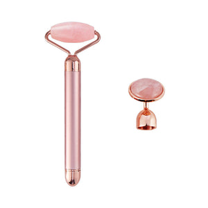2 in 1 Jade Roller Beauty Stick with Vibration Rose Gold Face Lift - to Improve Facial Contours jade roller beauty stick