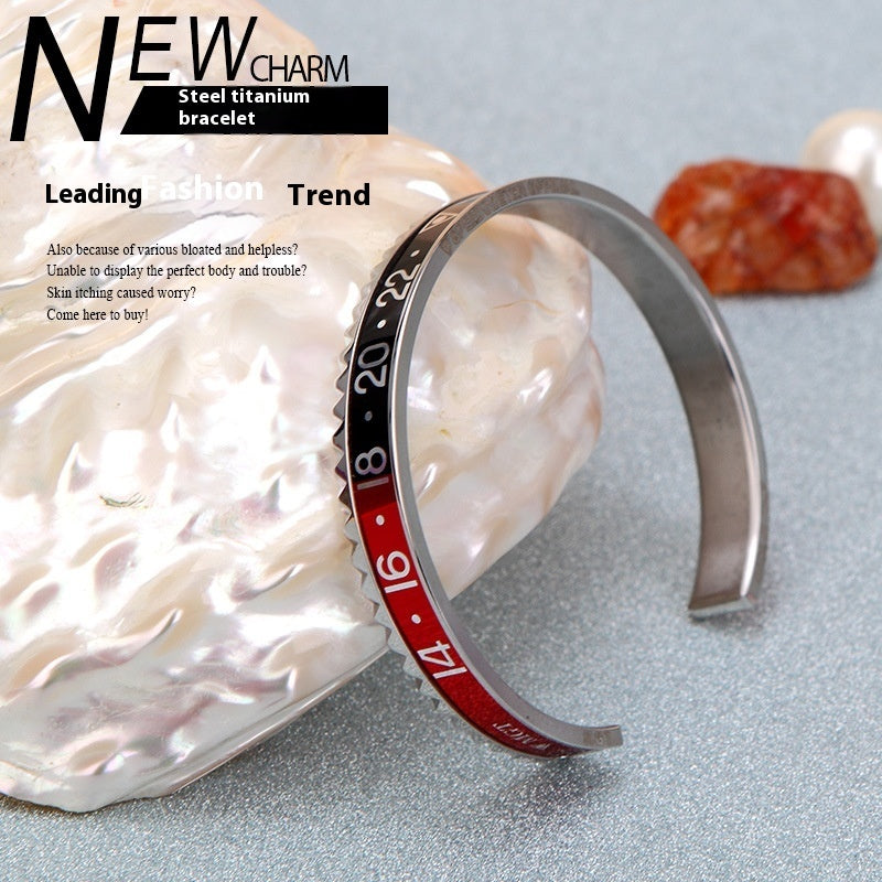 Open Trend Titanium Steel Geometric Packing Bracelet in Multiple Colors - Teleplus open trend titanium steel bracelet