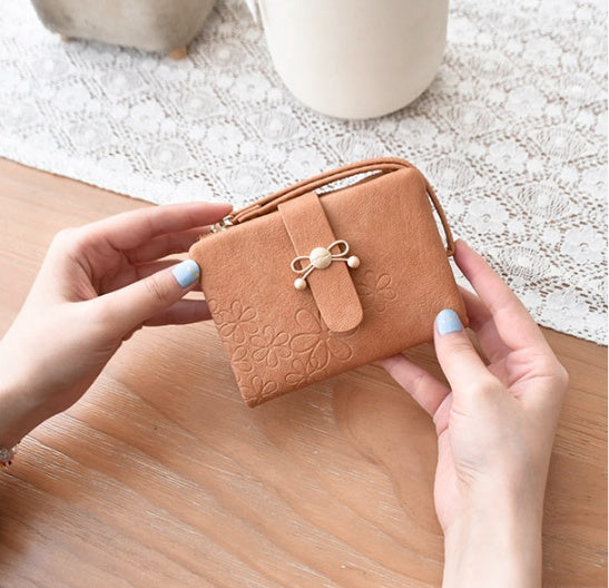 Orange Artificial Leather Small Purse with Bow Closure and Banknote Clip - Bowtiful for Stylish Lady Shenanigans united