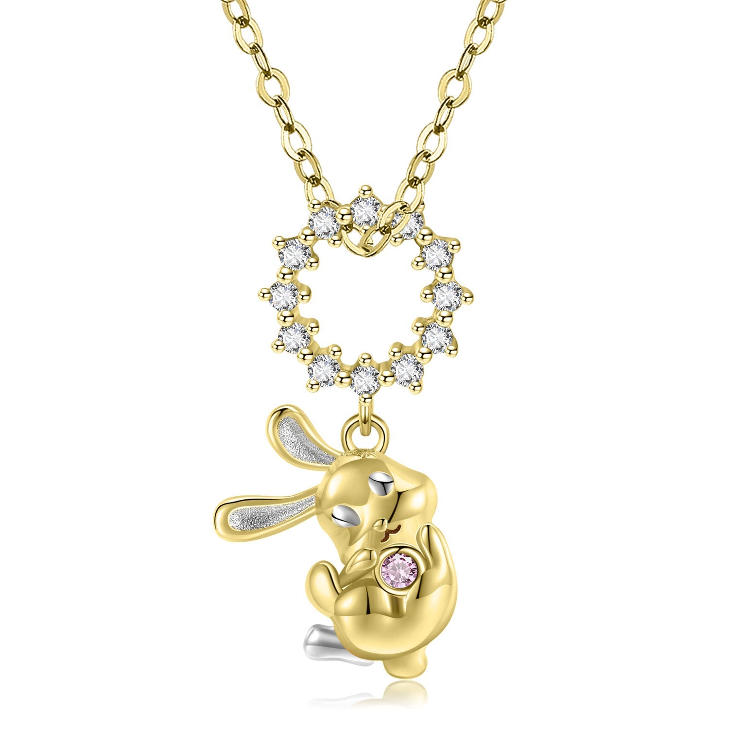 Original Cute Rabbit Pendant Necklace S925 Sterling Silver Gold-plated Girl’s Clavicle Chain - Hop into Style