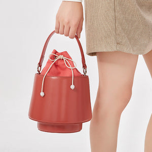 Original Drawstring Bucket Bag with Leather Two-Layer Design for Fashion Handheld - Style original drawstring bucket
