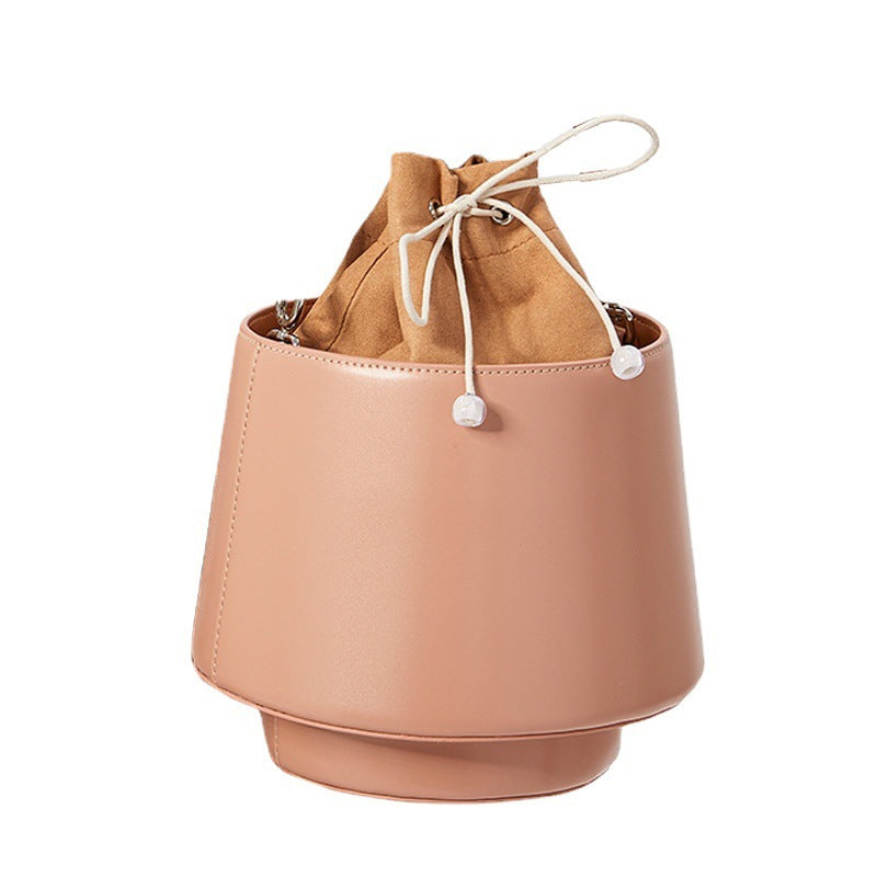 Original Drawstring Bucket Bag with Leather Two-Layer Design for Fashion Handheld - Style original drawstring bucket