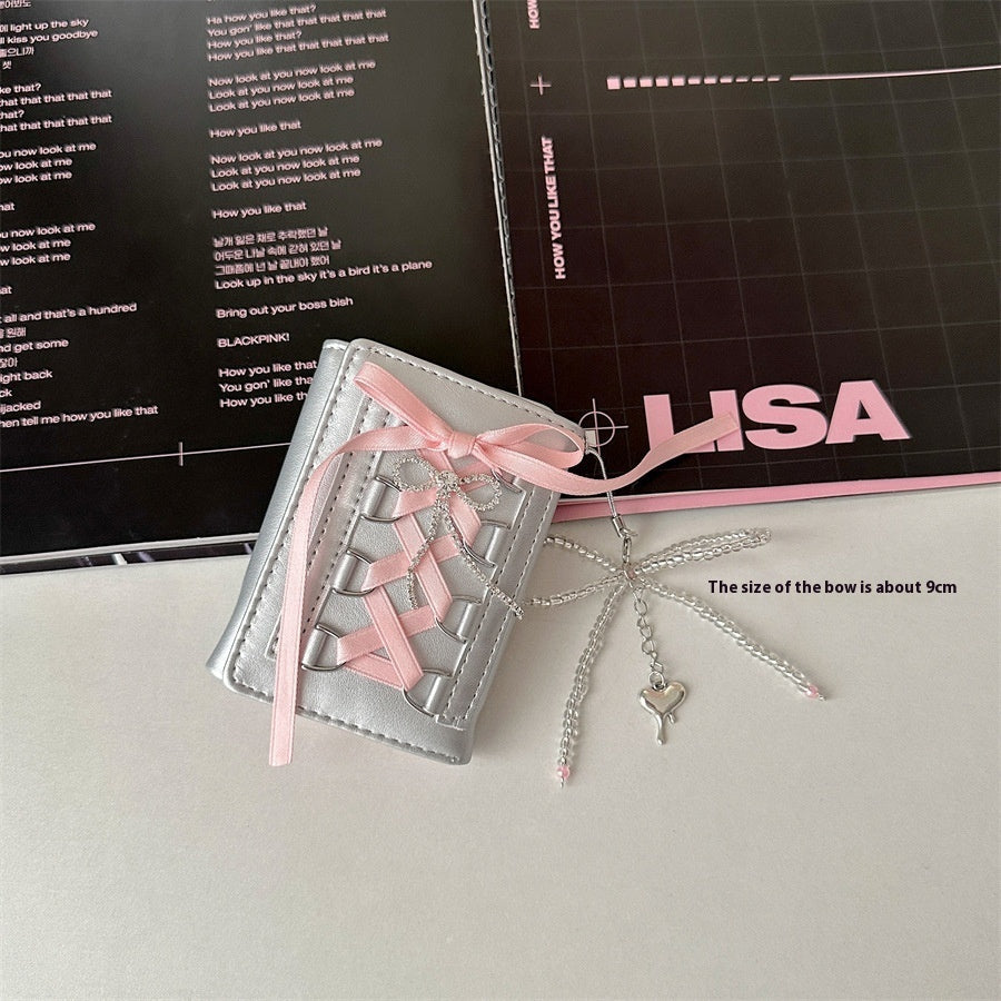 Original Strap Wallet with Ballet Style Bead and Pearl Pendant - for Women Made Short Trips original strap wallet