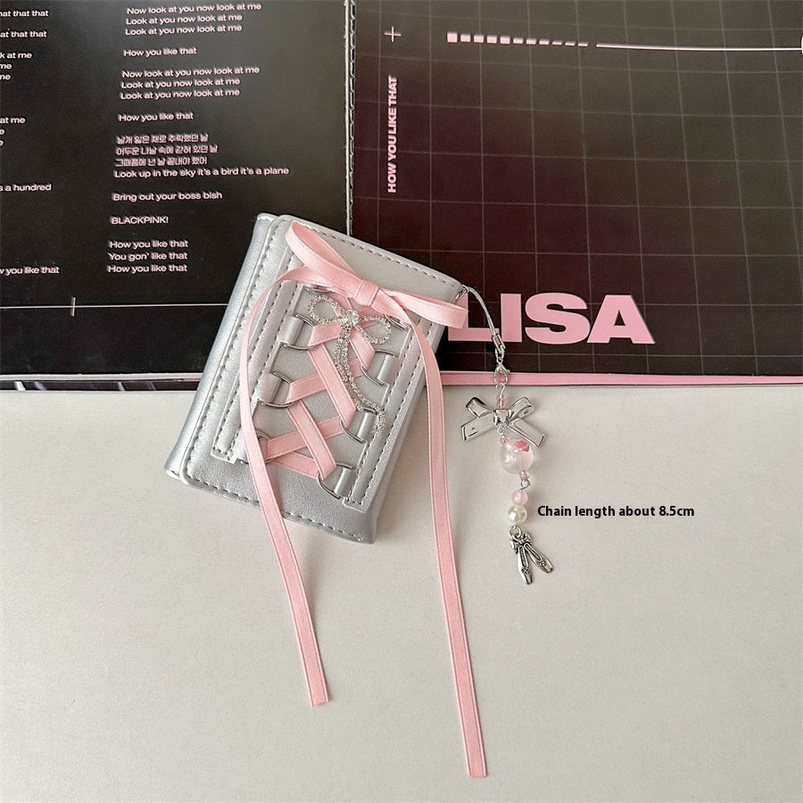 Original Strap Wallet with Ballet Style Bead and Pearl Pendant - for Women Made Short Trips original strap wallet