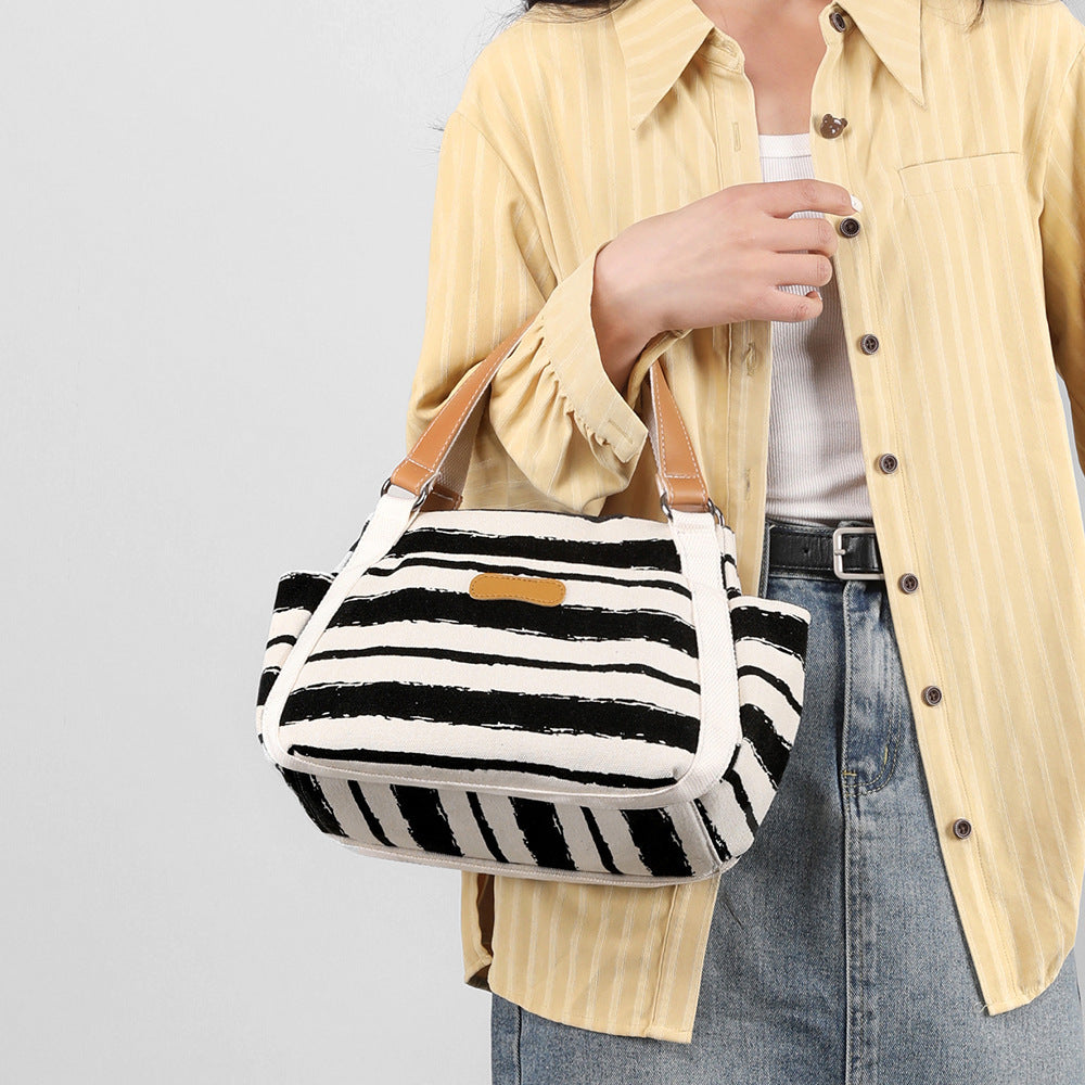 Outdoor Fashion Canvas Large Capacity Striped Horizontal Bag - Teleplus outdoor fashion canvas large capacity striped