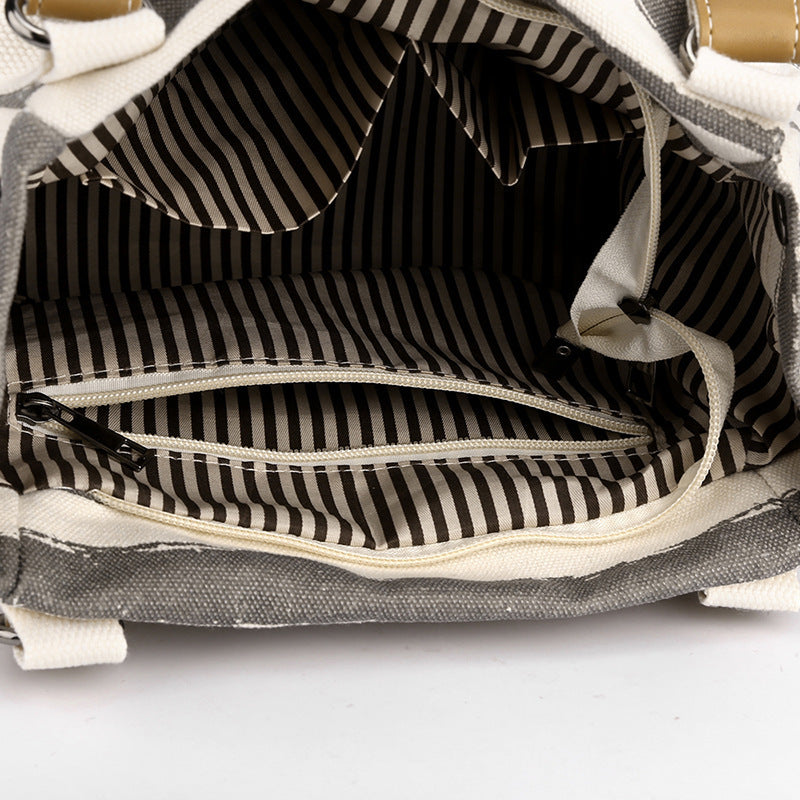 Outdoor Fashion Canvas Large Capacity Striped Horizontal Bag - Teleplus outdoor fashion canvas large capacity striped