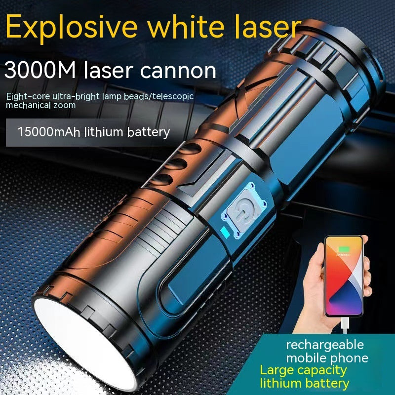 Outdoor Household Hiking USB Charging Power Torch with Telescopic Zoom - Teleplus outdoor household hiking usb charging