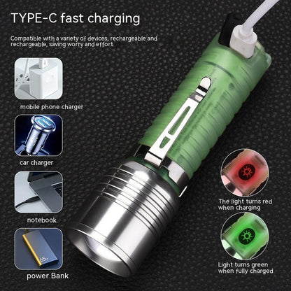 Outdoor Portable Mini Small Flashlight with Multiple Color LEDs and USB Charging - Multi-Color outdoor portable mini
