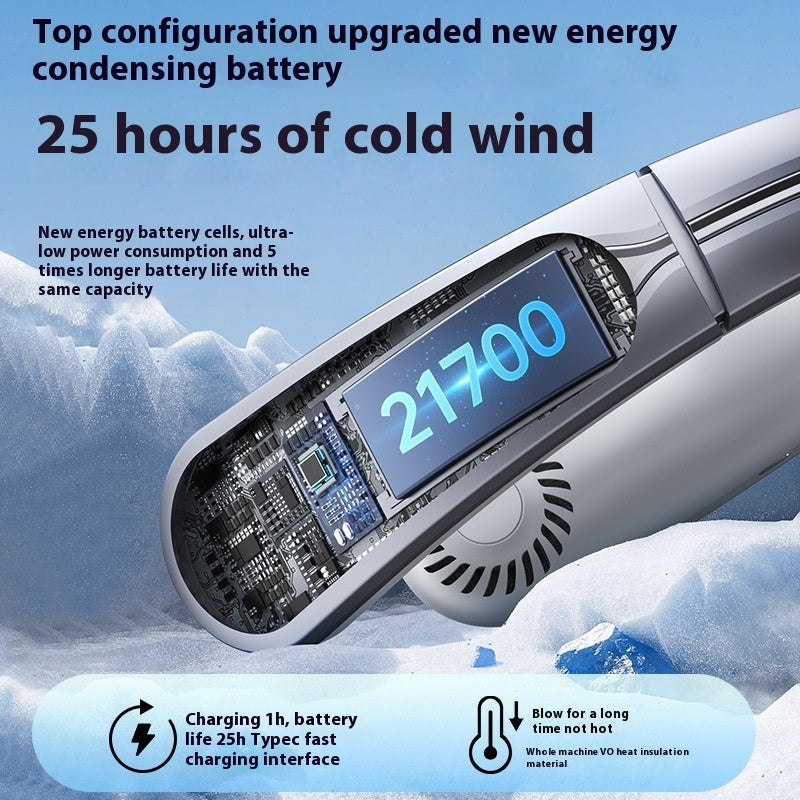 Outdoor Sports Portable Hanging Neck Fan with Digital Display and Lithium Battery - digital display hanging neck fan