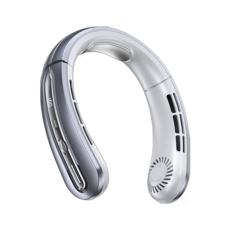 Outdoor Sports Portable Hanging Neck Fan with Digital Display and Lithium Battery - digital display hanging neck fan