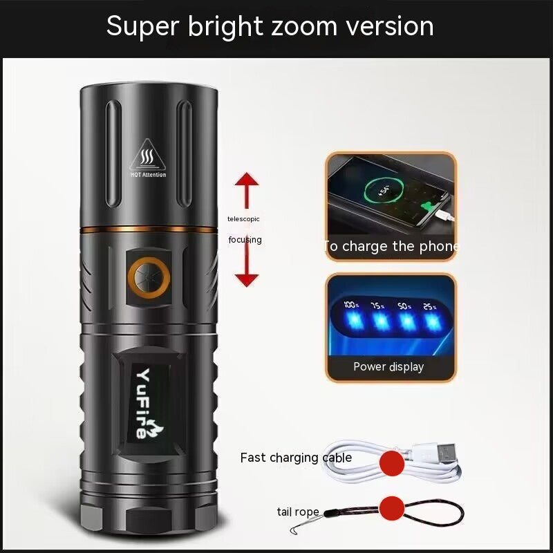 Outdoor Spotlight with Long Battery Life and Fast Recharge USB Flashlight - outdoor spotlight long battery flashlight