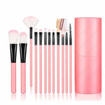 Oval Barreled Brush Set with 12 Cosmetic Cover Brushes for Makeup Application - Teleplus oval barreled brush set