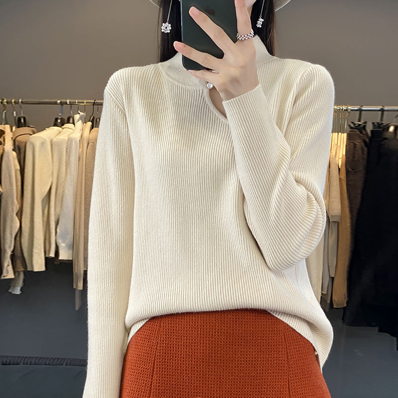 Oversized Wool Pullover Sweater Vintage Loose Fit Retro Crewneck for Women