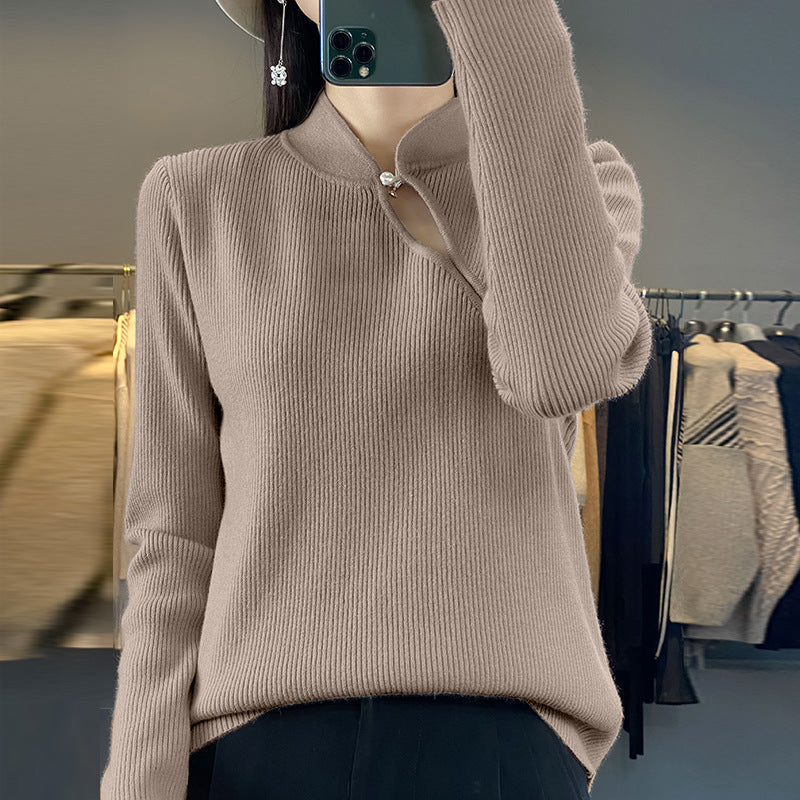 Oversized Wool Pullover Sweater Vintage Loose Fit Retro Crewneck for Women