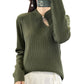 Oversized Wool Pullover Sweater Vintage Loose Fit Retro Crewneck for Women