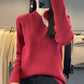 Oversized Wool Pullover Sweater Vintage Loose Fit Retro Crewneck for Women