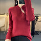Oversized Wool Pullover Sweater Vintage Loose Fit Retro Crewneck for Women