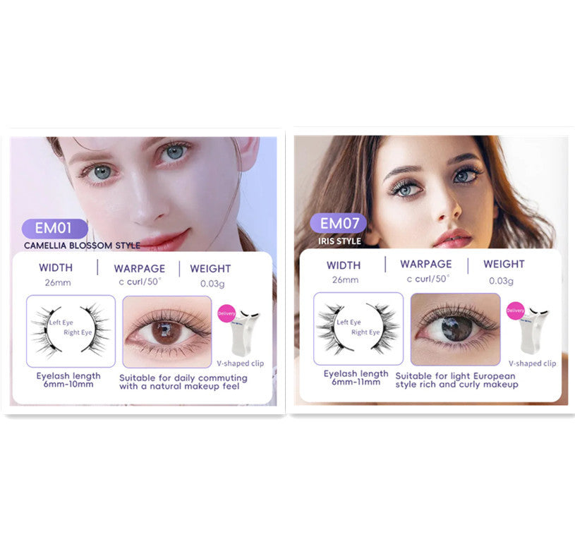 Packaged Magnetic Eyelashes with Eyelash Clip for Easy Application - pair packed magnetic eyelashes