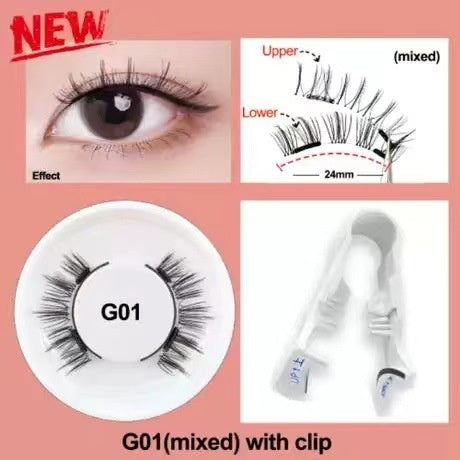 Packaged Magnetic Eyelashes with Eyelash Clip for Easy Application - pair packed magnetic eyelashes