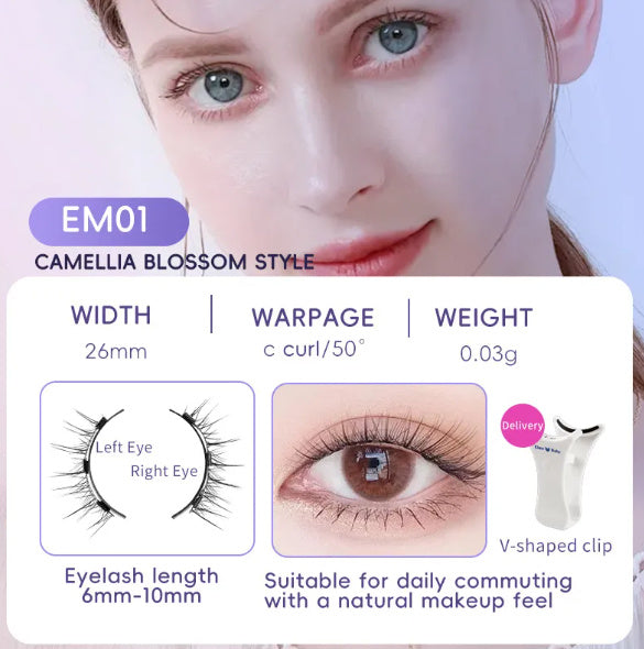 Packaged Magnetic Eyelashes with Eyelash Clip for Easy Application - pair packed magnetic eyelashes
