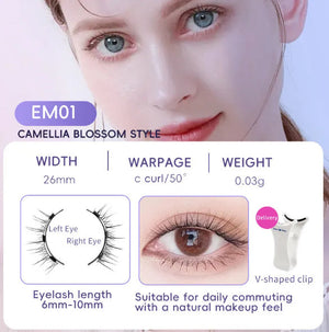 Packaged Magnetic Eyelashes with Eyelash Clip for Easy Application - pair packed magnetic eyelashes