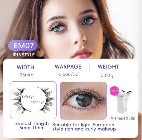 Packaged Magnetic Eyelashes with Eyelash Clip for Easy Application - pair packed magnetic eyelashes