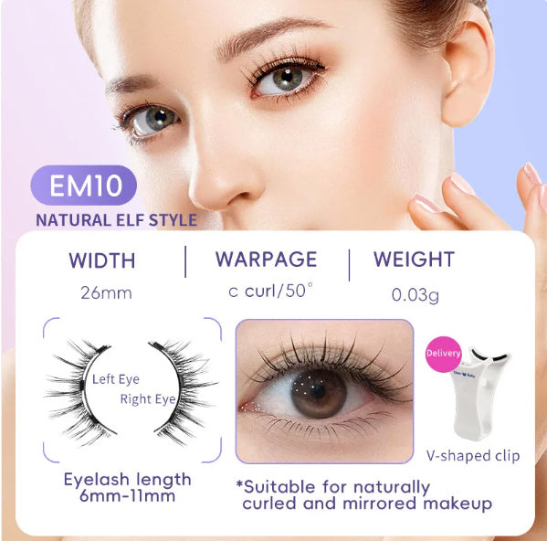 Packaged Magnetic Eyelashes with Eyelash Clip for Easy Application - pair packed magnetic eyelashes
