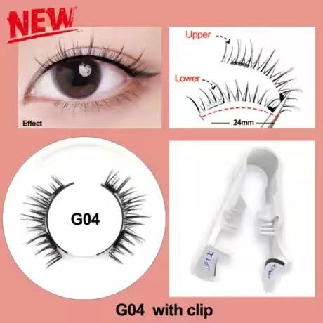 Packaged Magnetic Eyelashes with Eyelash Clip for Easy Application - pair packed magnetic eyelashes