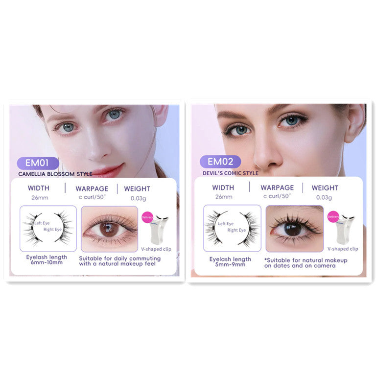 Packaged Magnetic Eyelashes with Eyelash Clip for Easy Application - pair packed magnetic eyelashes