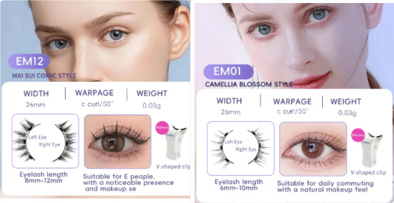 Packaged Magnetic Eyelashes with Eyelash Clip for Easy Application - pair packed magnetic eyelashes