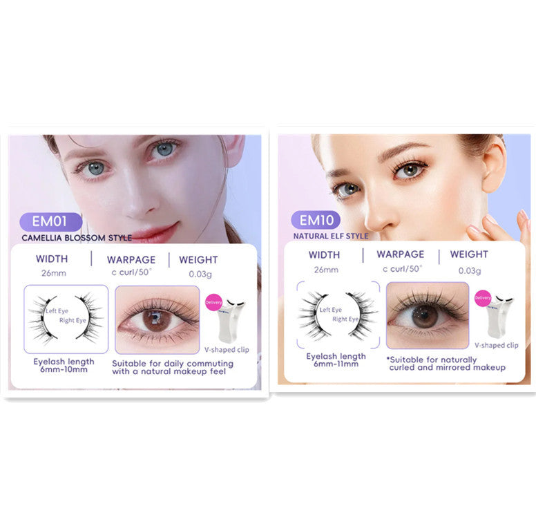 Packaged Magnetic Eyelashes with Eyelash Clip for Easy Application - pair packed magnetic eyelashes