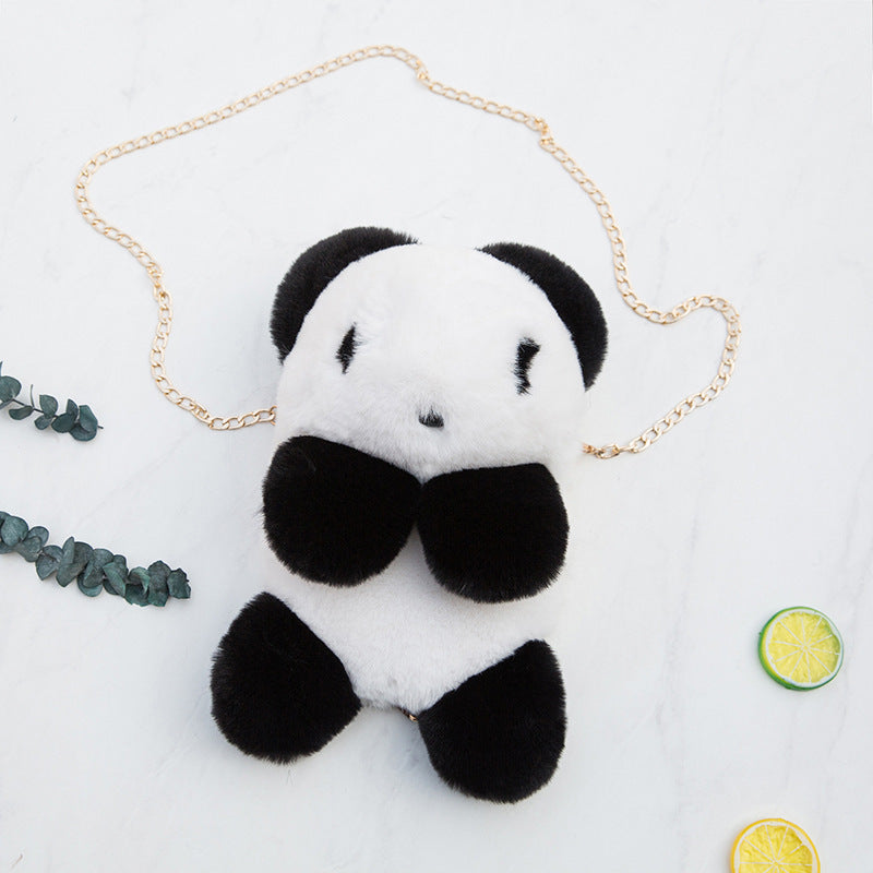 Panda plush diagonal bag - Panda Plush Bag for Stylish Cuddles on the Go