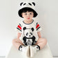 Panda Printing 0-3 Years Old Infants Baby Short Sleeved Kazakhstan - Panda Printing Adorable Outfits with X6580 White