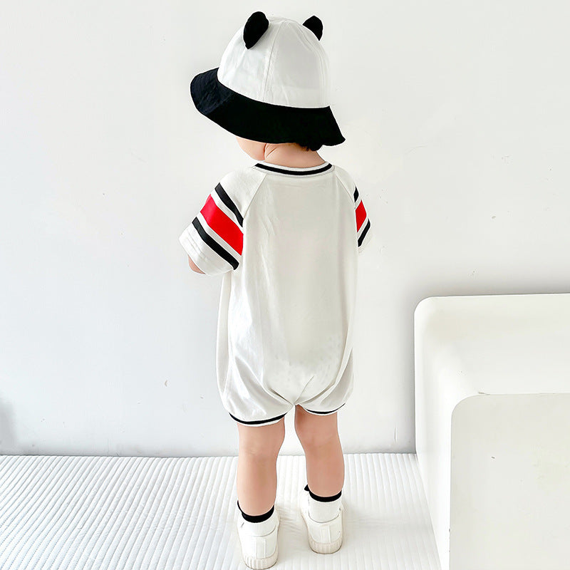 Panda Printing 0-3 Years Old Infants Baby Short Sleeved Kazakhstan - Panda Printing Adorable Outfits with X6580 White