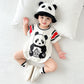 Panda Printing 0-3 Years Old Infants Baby Short Sleeved Kazakhstan - Panda Printing Adorable Outfits with X6580 White