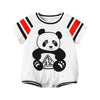 Impressão de panda de 0 a 3 anos de idade infantil Cazaquistão de mangas curtas de mangas curtas - Branco