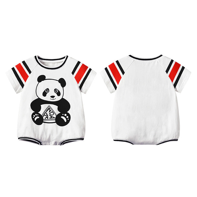 Panda Printing 0-3 Years Old Infants Baby Short Sleeved Kazakhstan - Panda Printing Adorable Outfits with X6580 White