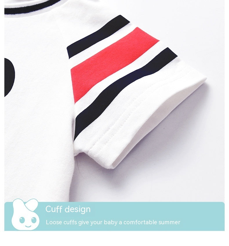 Panda Printing 0-3 Years Old Infants Baby Short Sleeved Kazakhstan - Panda Printing Adorable Outfits with X6580 White