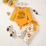 Pants Letter Printing Romper Three-piece Suit - Pants Romper Set: Tiny Fashion for Mini Trendsetters